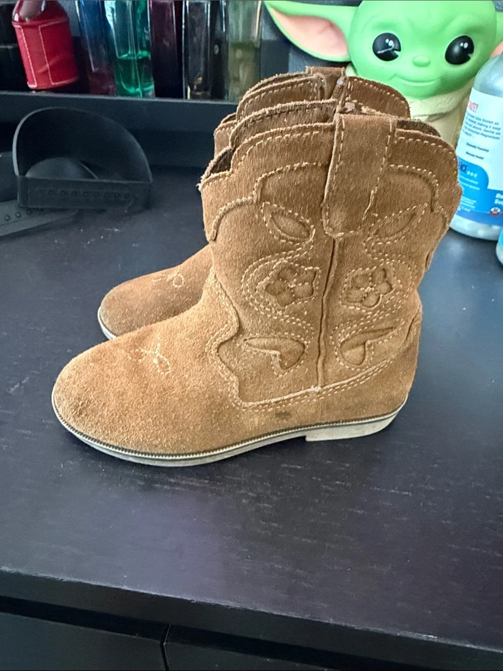 Zara toddler Suede Western Pull-On Boots - Tan